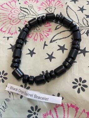 Unisex   Black Onyx Bracelet , elastic stretch